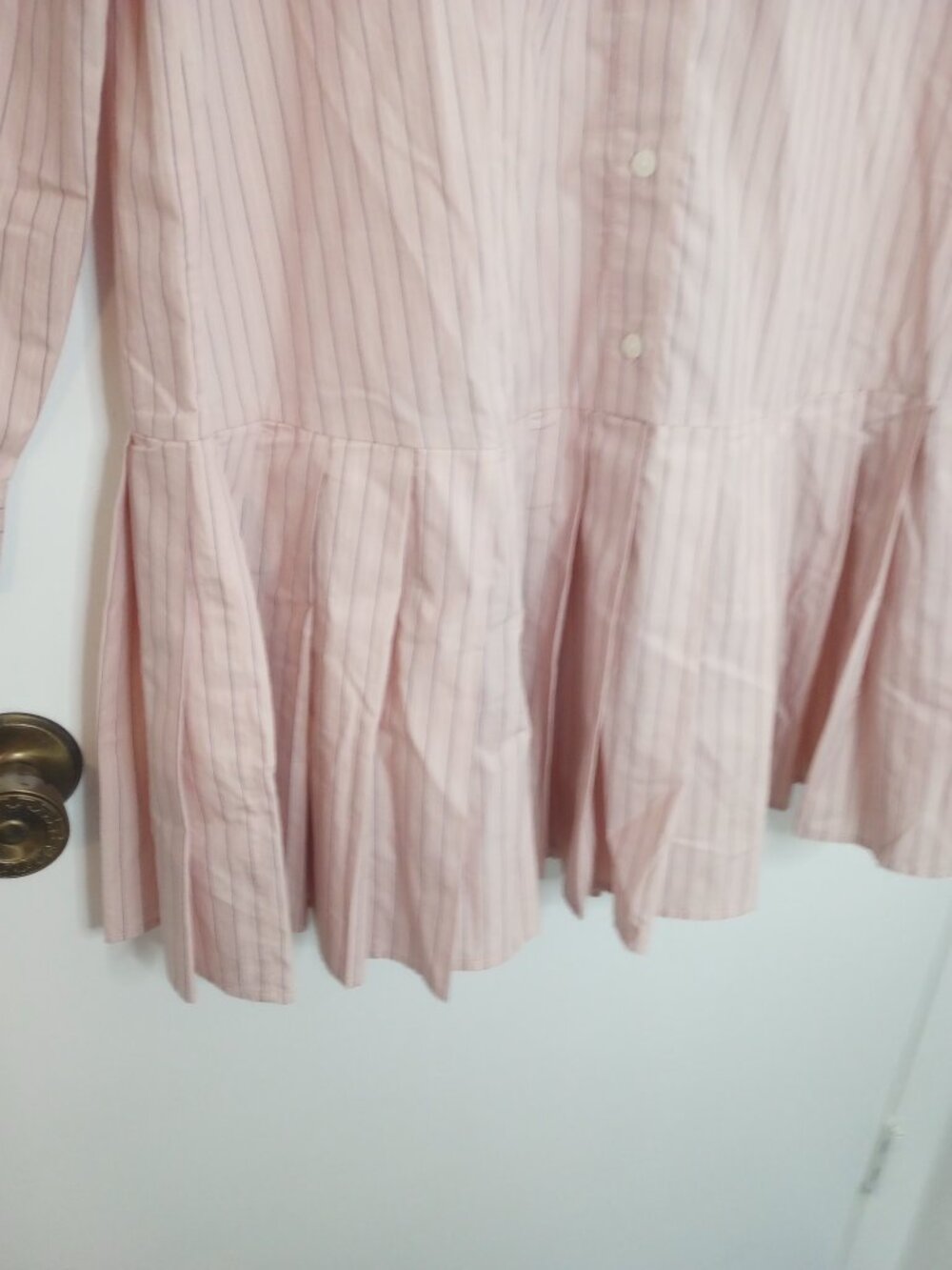 Loft Pink Striped Cotton Poplin Preppy Shirt Dress - Picture 5 of 11